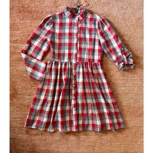 Fancyinn Plaid Shirt Dress Red Gray Long Sleeve Size S NWT